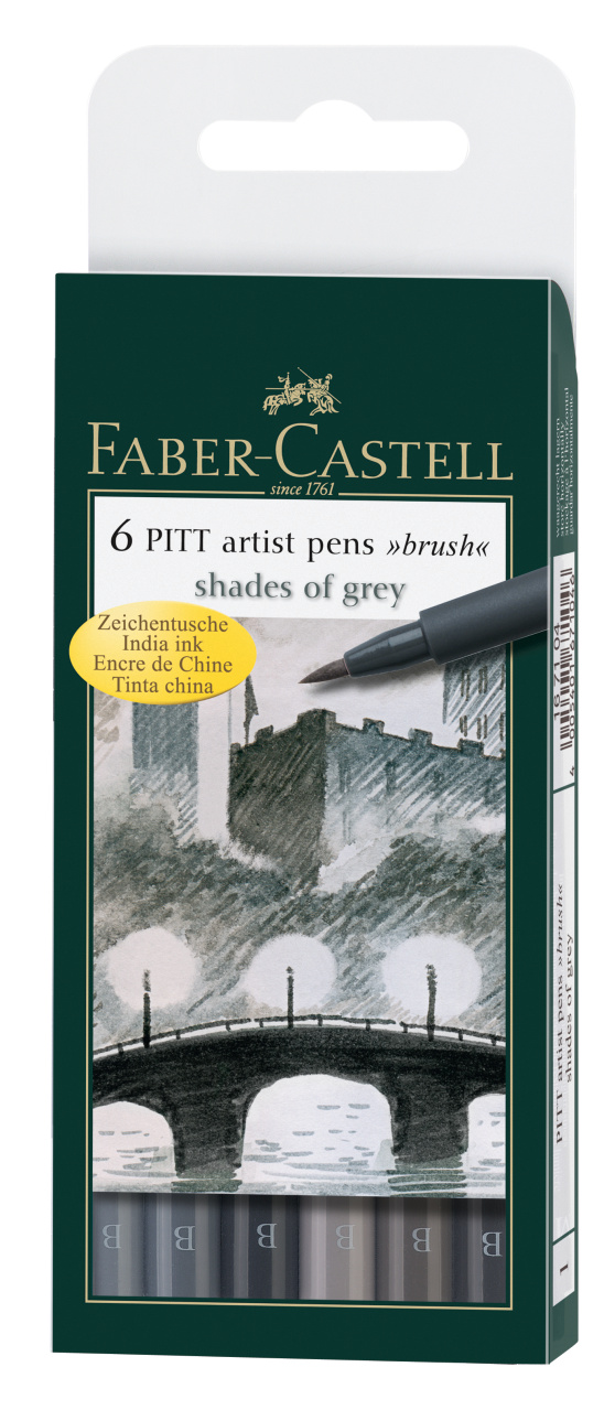 Faber-Castell PITT Artist Pen Brush Zeichentuschestift 6er Set